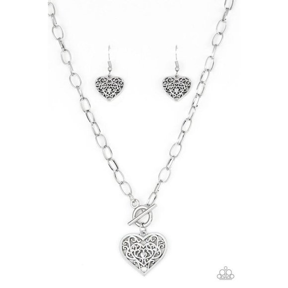 Silver Heart Toggle Necklace Pendant - Picture 1 of 3